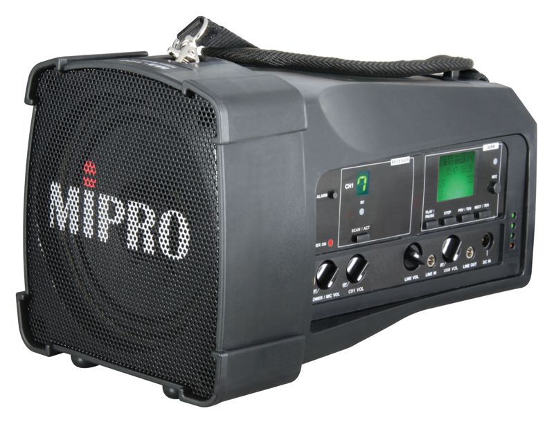 MIPRO MA-100 - Draagbare 50W luidspreker op batterijen  met 1 draadloze microfoon en USB MP3 speler/recorder